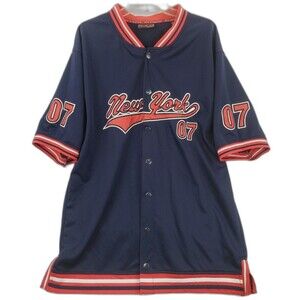 SCX Atletics New York Jersey #07 Size XL Red White & Blue Made in Israel Patches